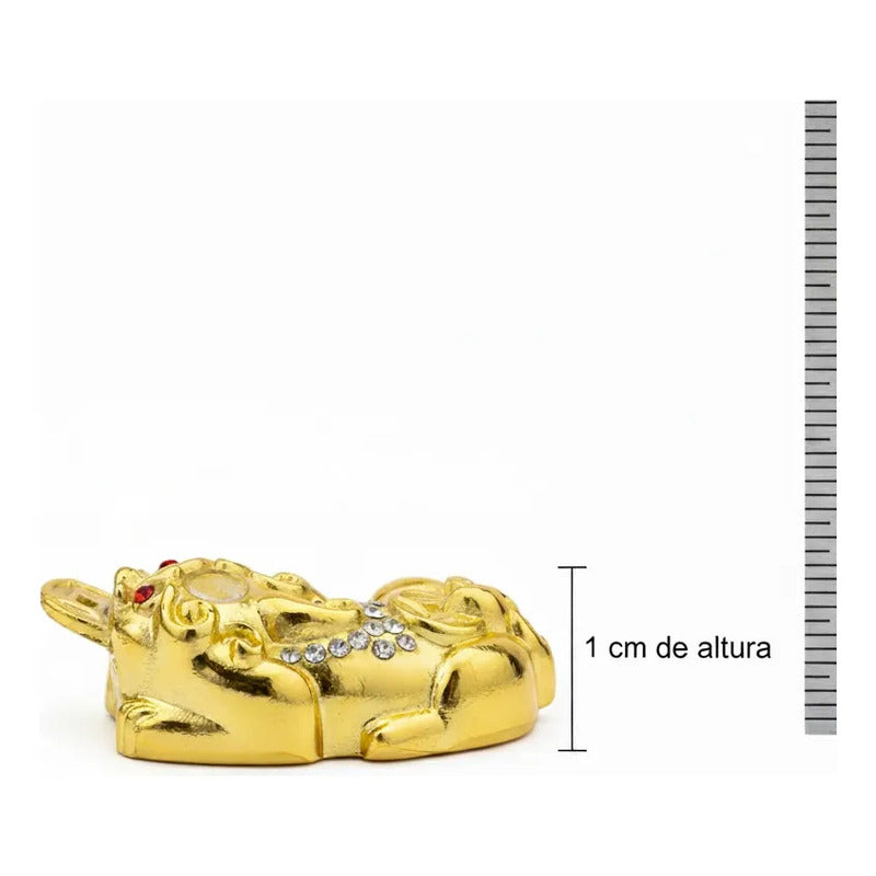 Piyao Pixiu Miniatura Feng Shui Amuleto Suerte 1cm Dorado
