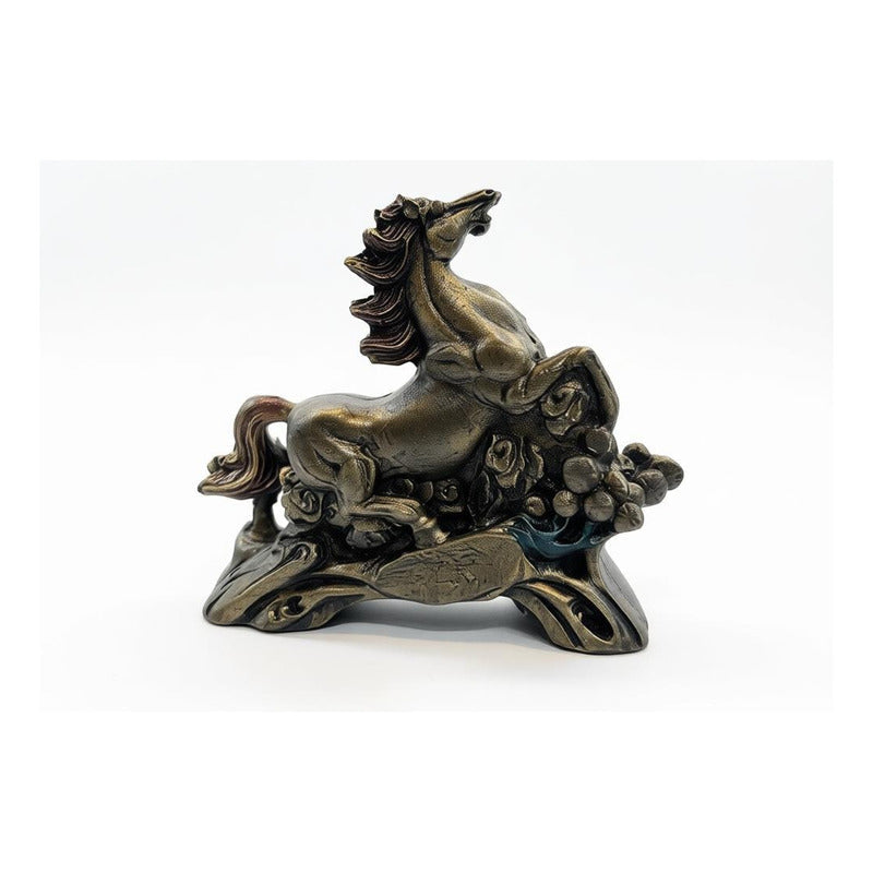 Caballo Del Año Chino Figura De Resina 6.5x8x2.5cm Dorado