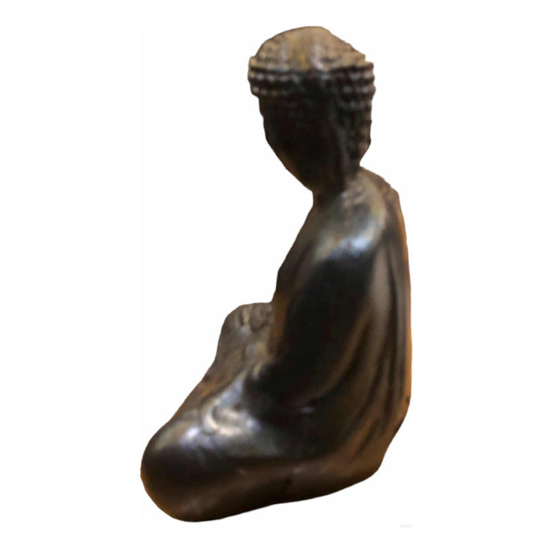 Buda Sentado 11cm Azul Figura De Resina
