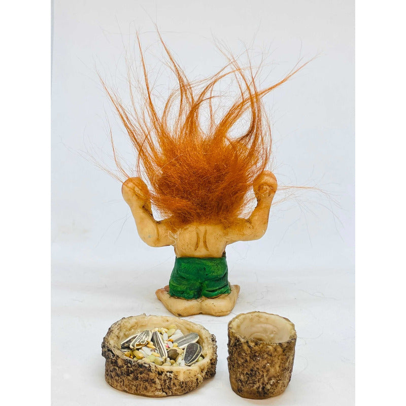 Troll Fortaleza + Comedero 8.5cm Figura En Resina Nacional Verde