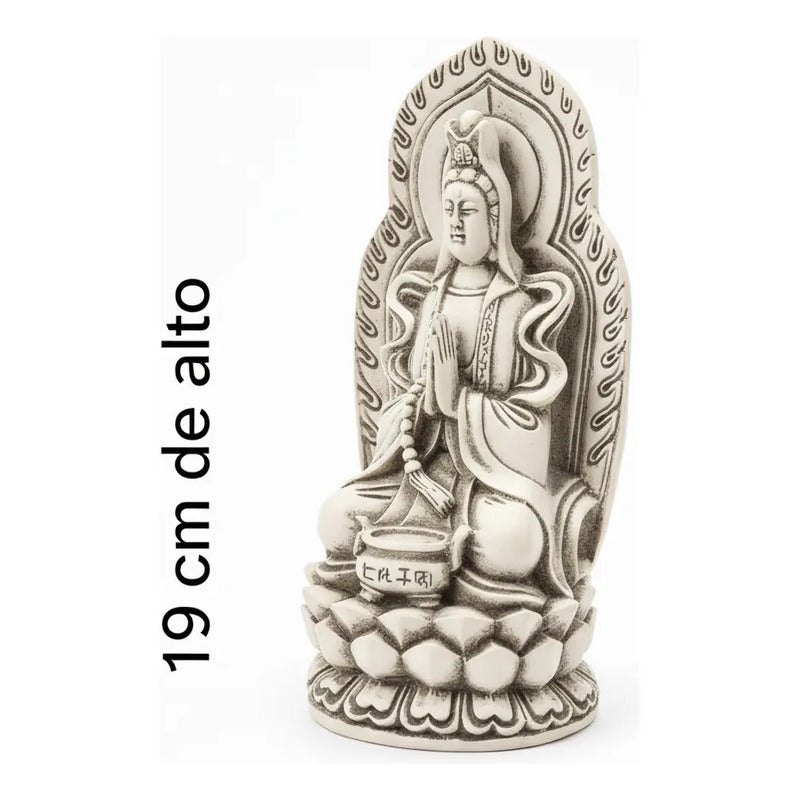 Figura Diosa Kuan Yin Resina 19 Cm Feng Shui Hueso