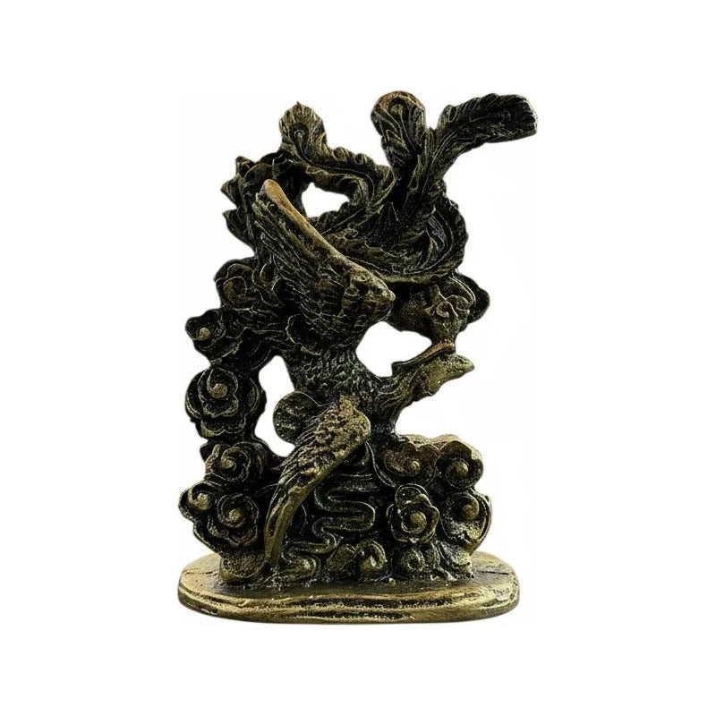 Ave Fenix Estatua De Resina De 13 Cm De Altura Dorado Oscuro