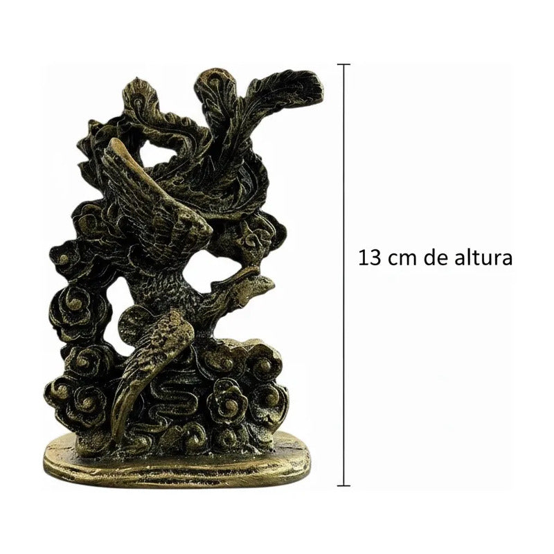 Ave Fenix Estatua De Resina De 13 Cm De Altura Dorado Oscuro