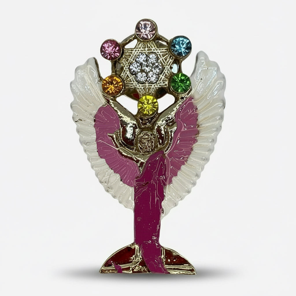 Metatron Con Cubo Prendedor Baño De Oro Cubierto Con Laca. Morado