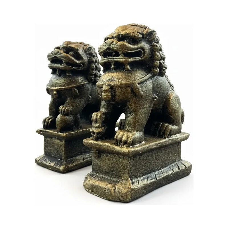 Perros Fu Estatua De 6.5 Cm De Altura Dorado Oscuro