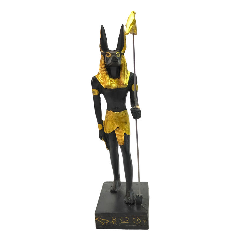 Anubis Figura En Resina 16cm Negro Con Dorado