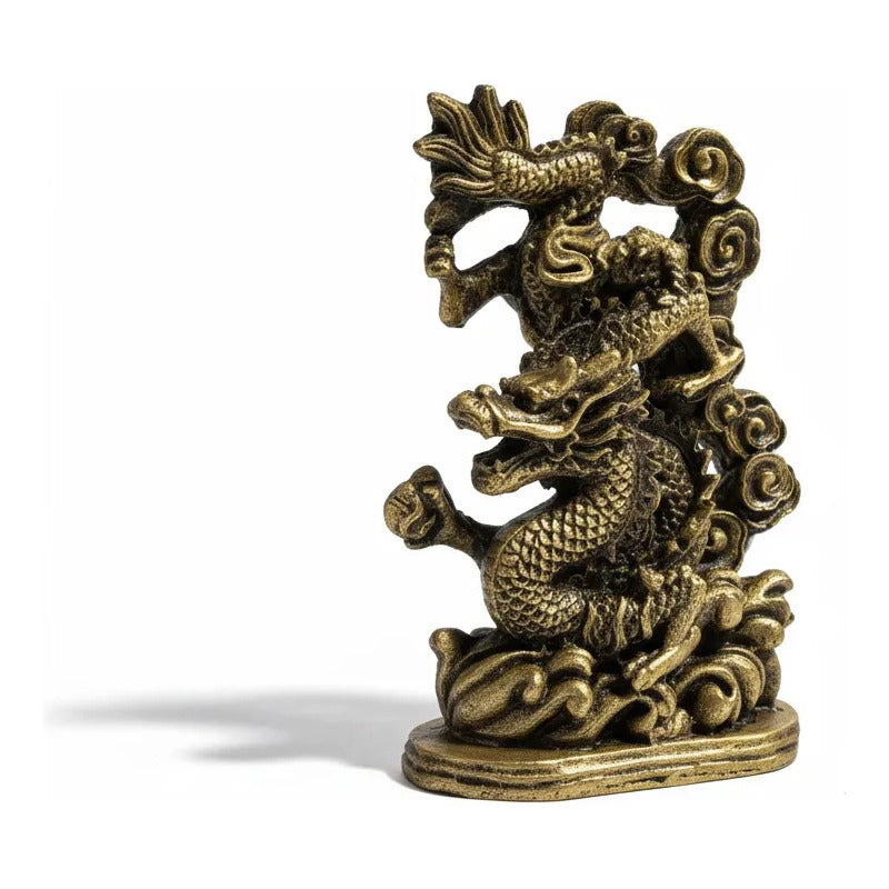 Figura Dragón Chino Feng Shui Para Abundancia 13cm Dorado