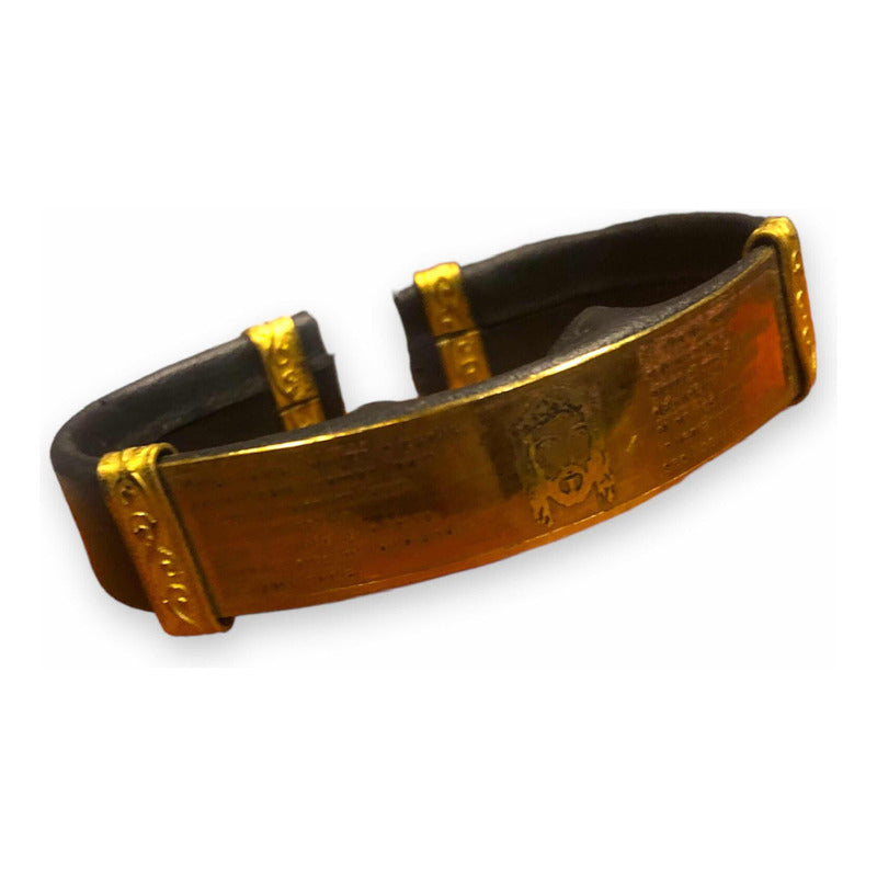 Brazalete Padre Nuestro Latín Tipo Piel Negro 12.7 Cm
