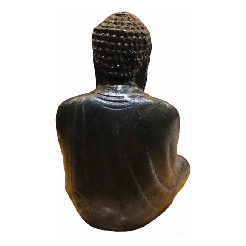 Buda Sentado 11cm Azul Figura De Resina