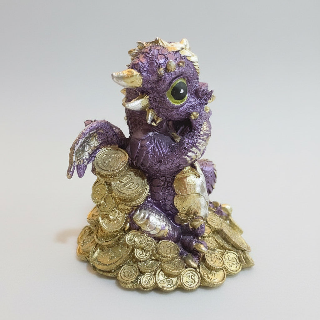 Dragón Tipo Bebe Resina 14.5 Cm Nacional Pintado A Mano.