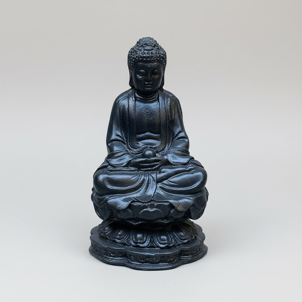 Buda Negro Base Redonda 10cm Negro