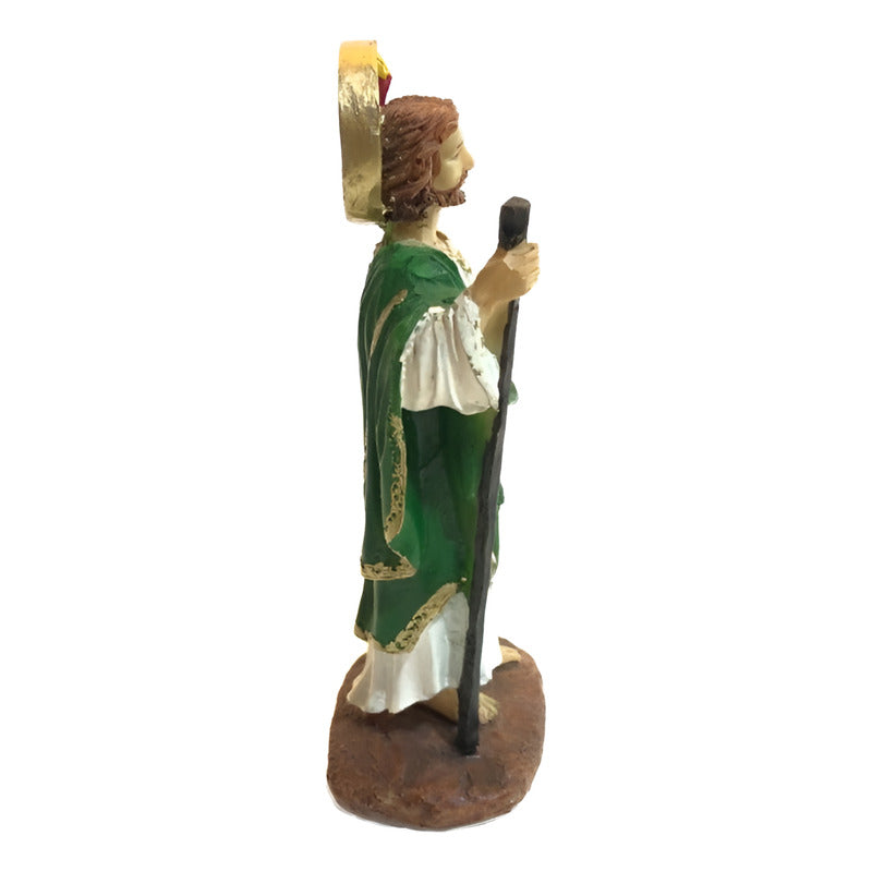 Figura San Judas Tadeo Resina 12.5cm Verde Con Blanco