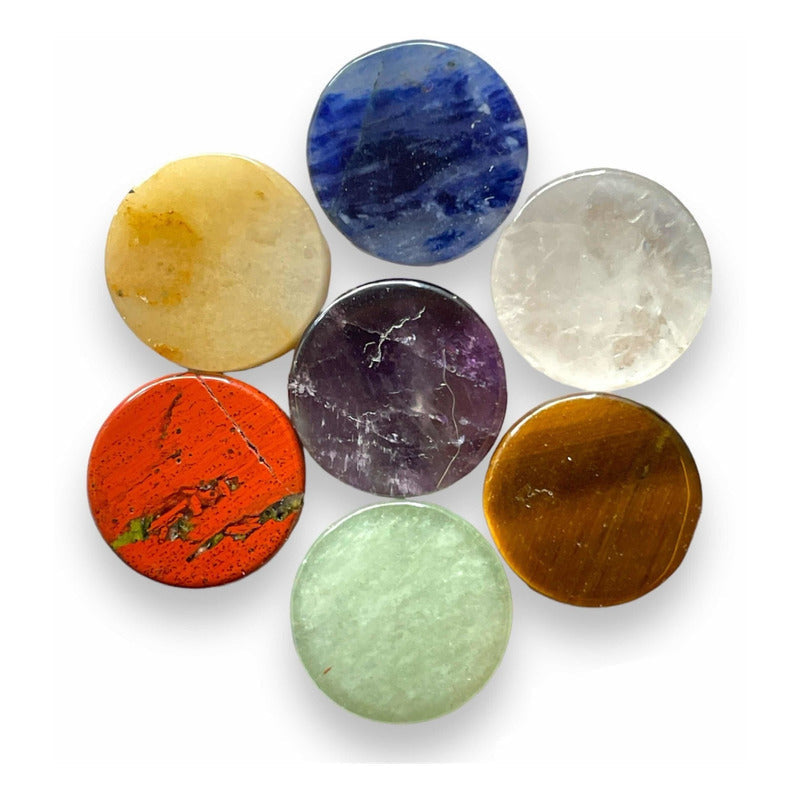 7 Chakras De Cuarzo Grabado En Oro Laminado 1.8 Cm 4.572 Cm