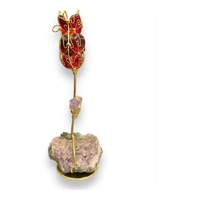 Flor Roja De Cuarzo Variado