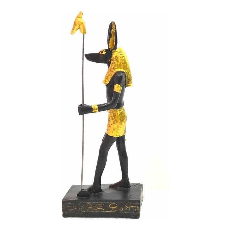 Anubis Figura En Resina 16cm Negro Con Dorado