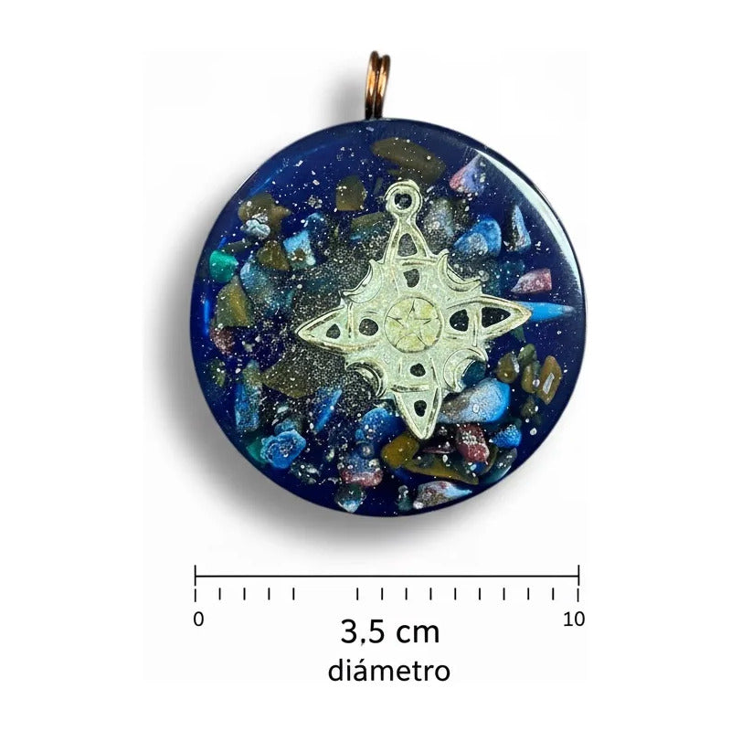 Orgonita Con Nudo De Brujas De 3.5 Cm De Diametro Azul