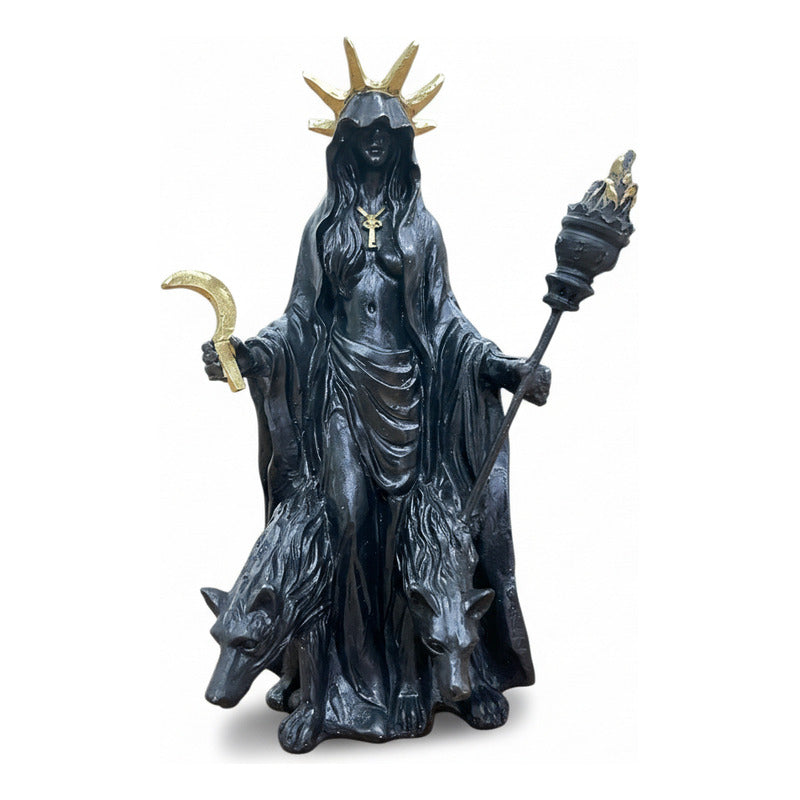 Hecate Estatua De Resina De 16cm De Altura Con Lobos