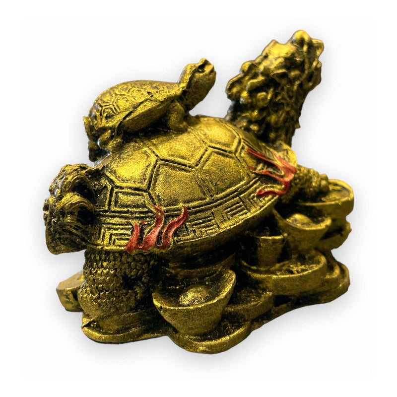 Tortuga Dragón Resina Guardián De La Riqueza Nacional 4cm Dorado