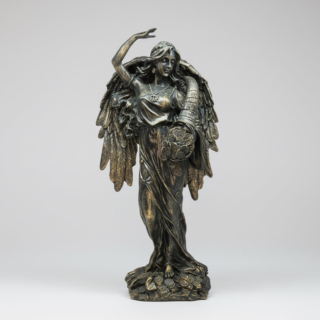 Abundia Angel De La Abundancia 28 Cm Pintado Tipo Bronce