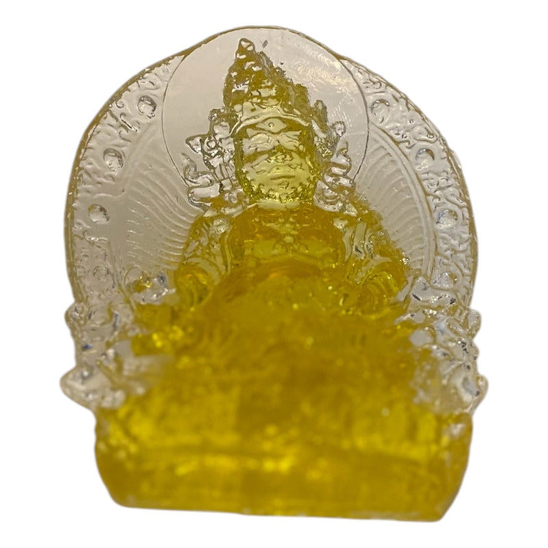 Dzambhala De La Prosperidad Buda En Resina Cristal 12cm Amarillo