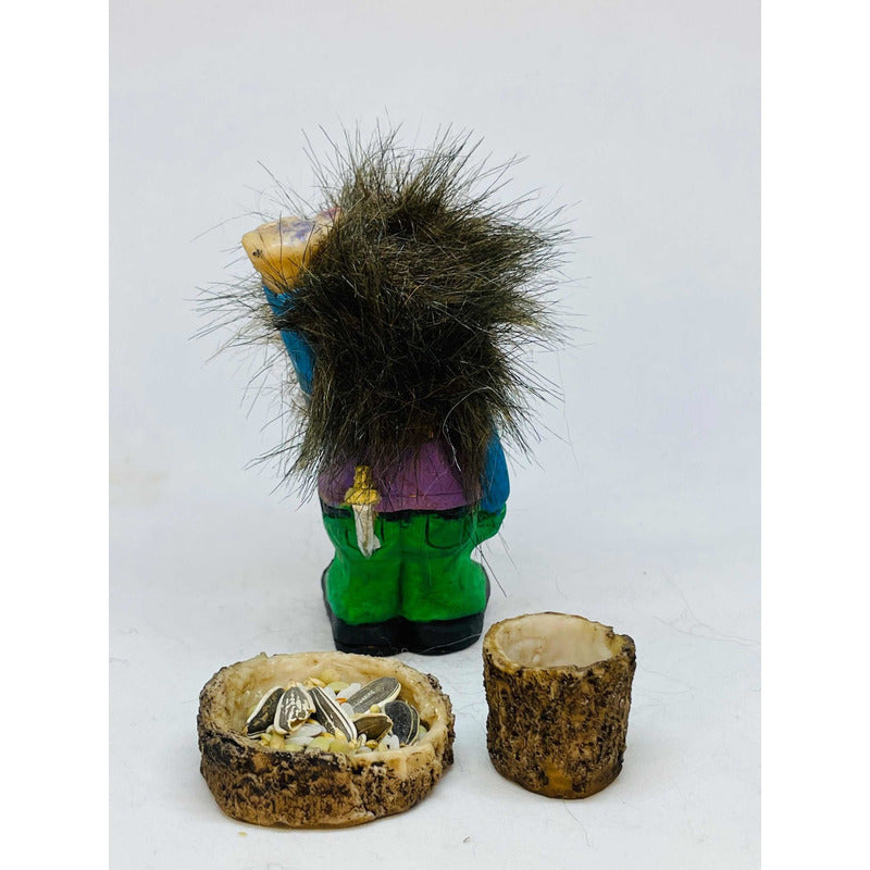Troll Aventurero + Comedero 10 Cm Figura De Resina Nacional Multicolor