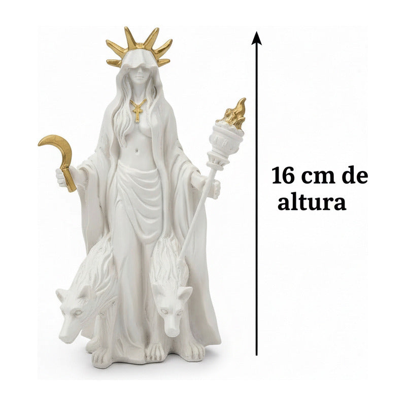 Hecate Estatua De Resina De 16cm De Altura Con Lobos