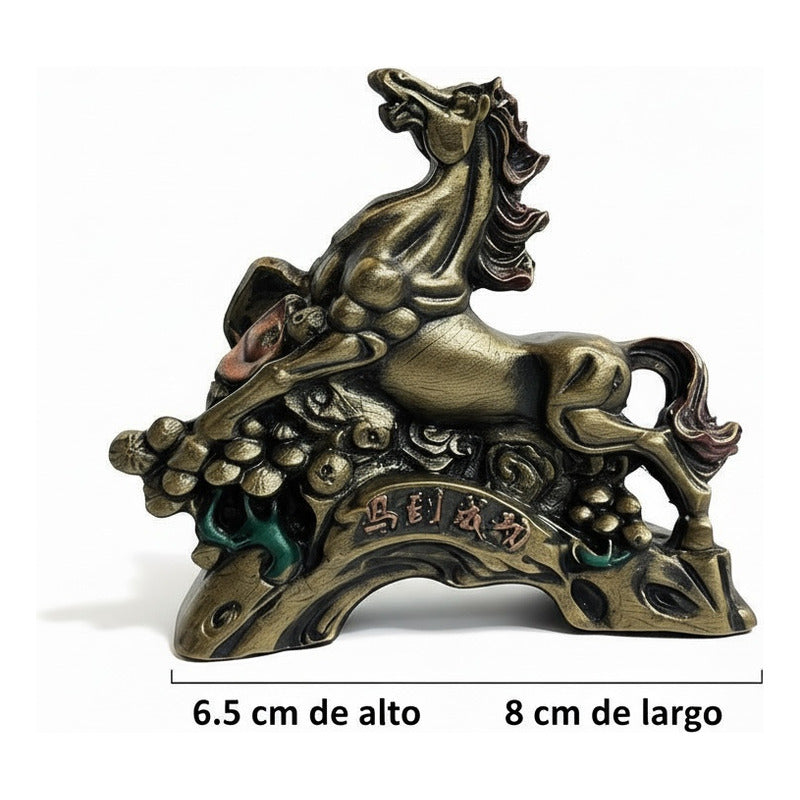 Caballo Del Año Chino Figura De Resina 6.5x8x2.5cm Dorado