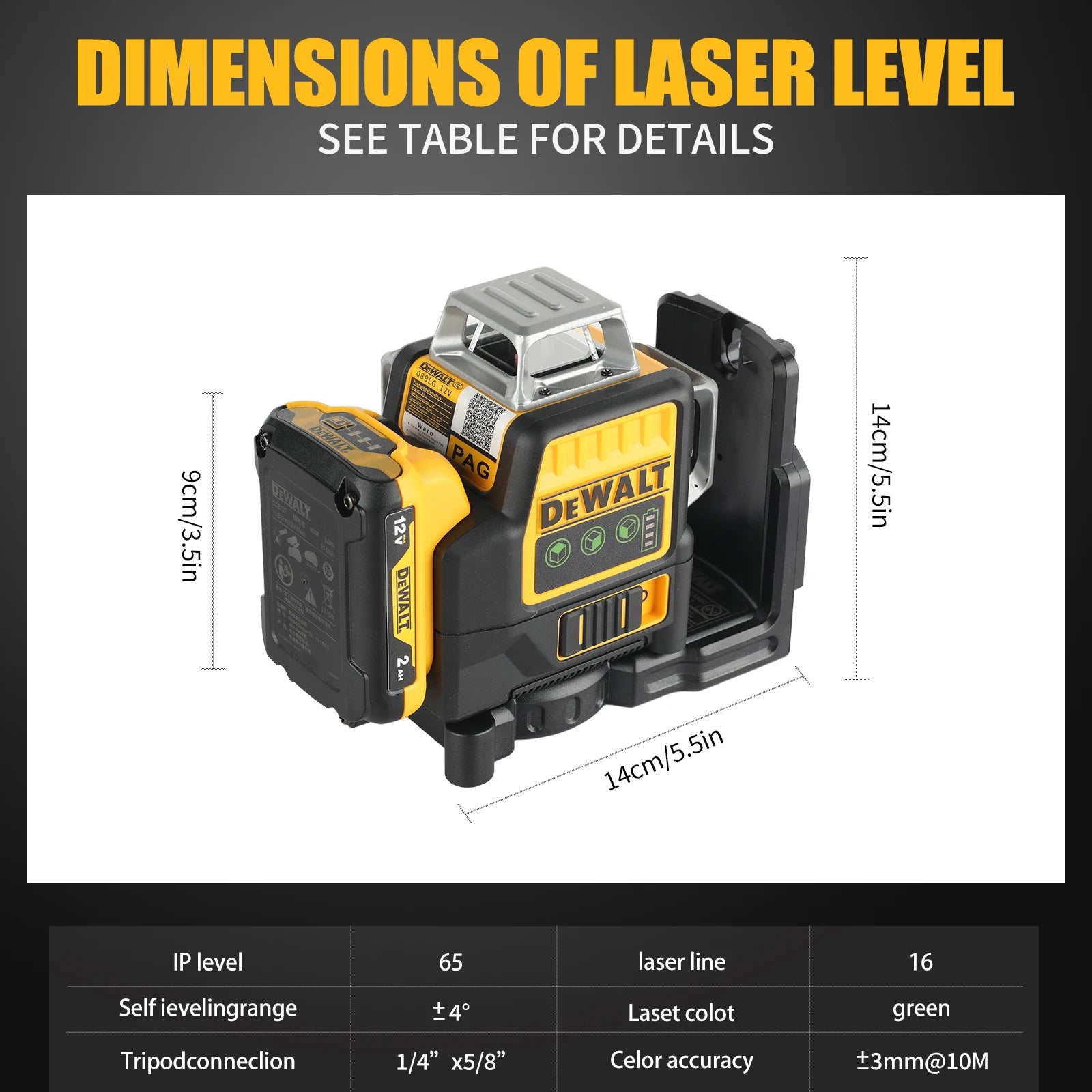 DeWalt DW089LG 12 - Línea 3 - Lado 360 °
