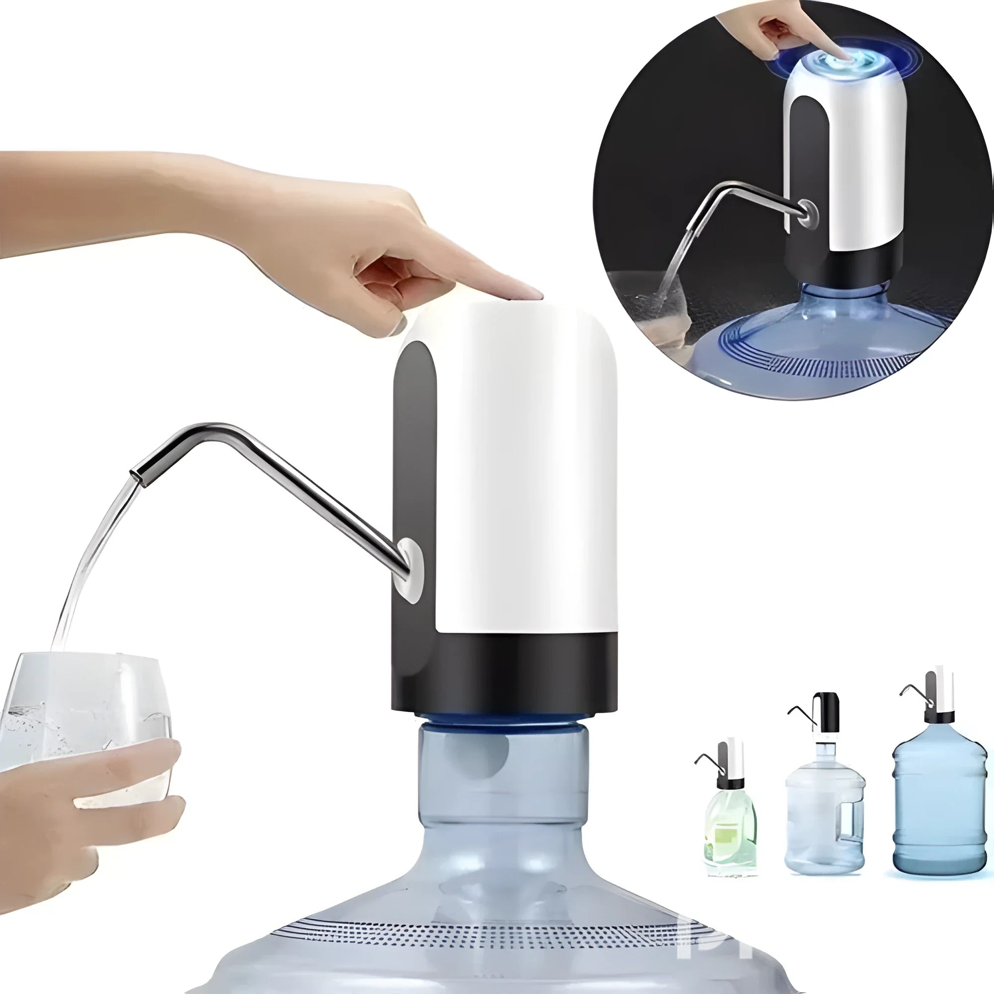 Dispensador De Agua Automático Para Botellon Recargable Color Blanco Y Negro