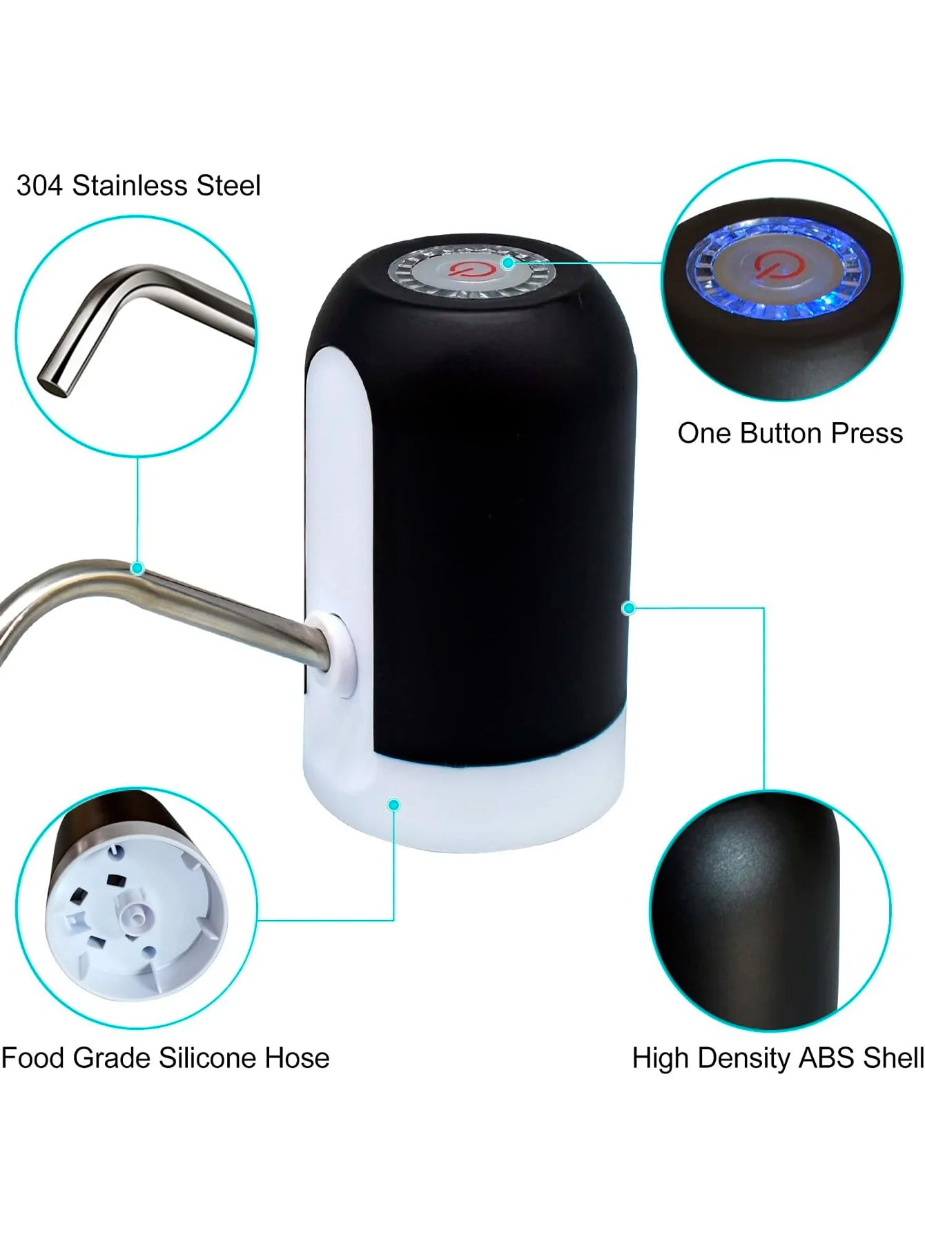 Dispensador De Agua Automático Para Botellon Recargable Color Blanco Y Negro