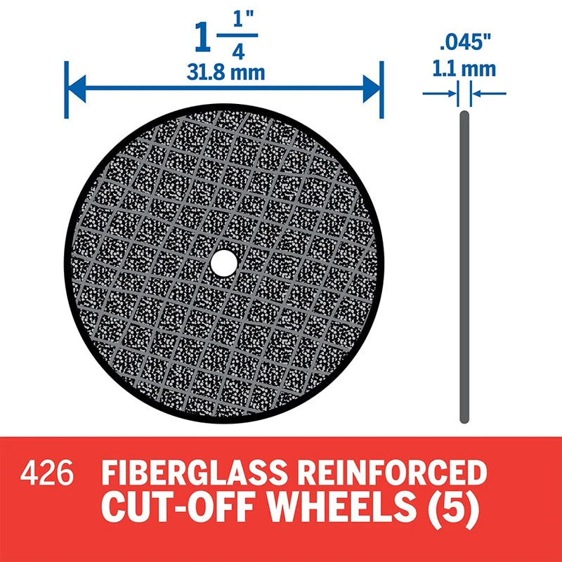 Dremel-ruedas de corte reforzadas de fibra de vidrio 426