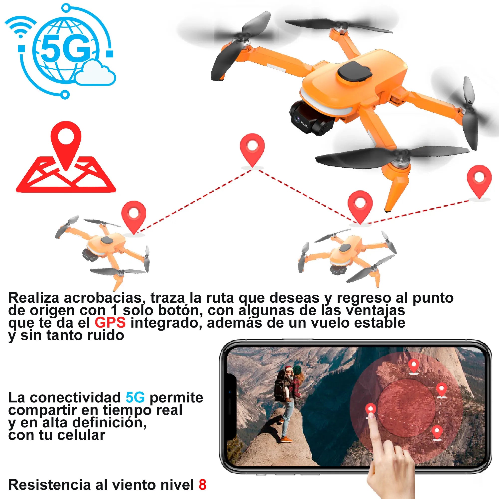 Drone Vak 955 Doble Camara GPS 4k Video Control 500m