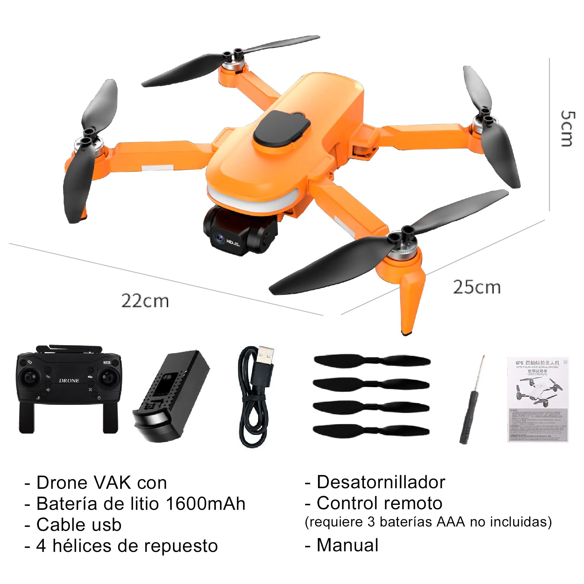 Drone Vak 955 Doble Camara GPS 4k Video Control 500m
