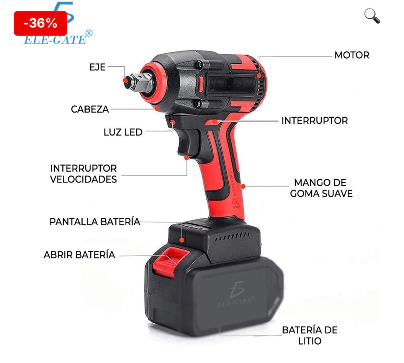 Kit Pistola Impacto Llave Inalámbrica Batería Atverce