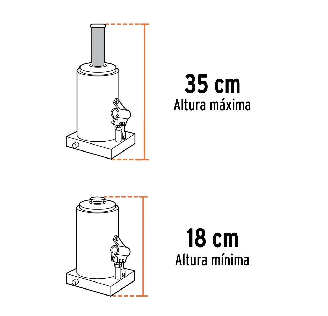 Gato hidráulico tipo botella Truper 2 toneladas
