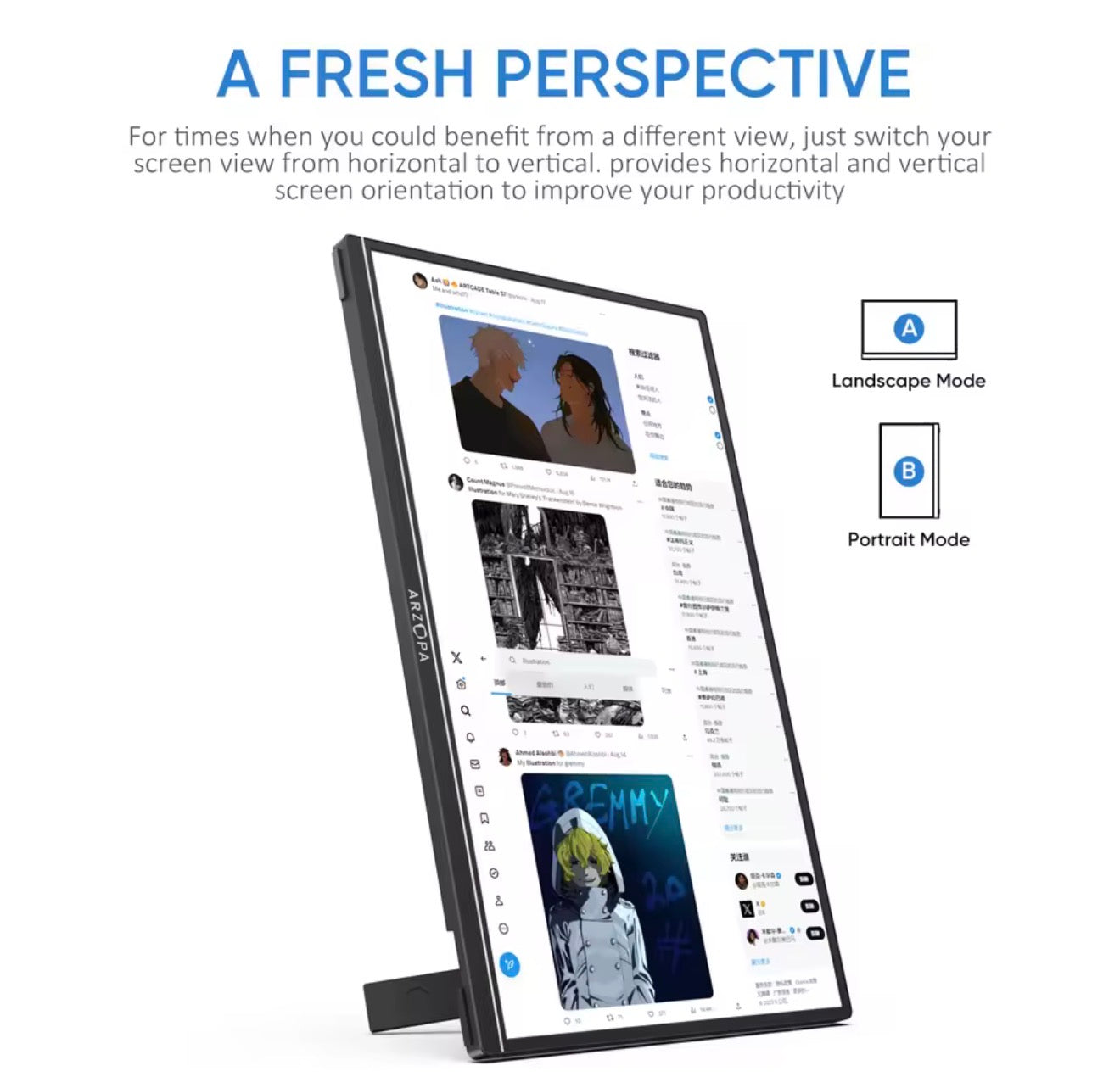 ARZOPA 16 pulgadas 2.5K Monitor Portátil,2560*1600,100% sRGB,16:10