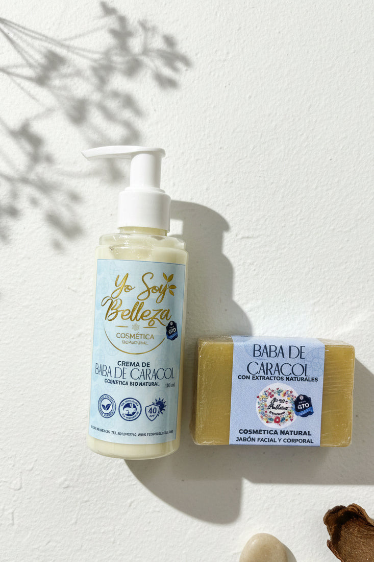 Crema de Baba de Caracol + Jabón Anti Edad — Uso Día y Noche