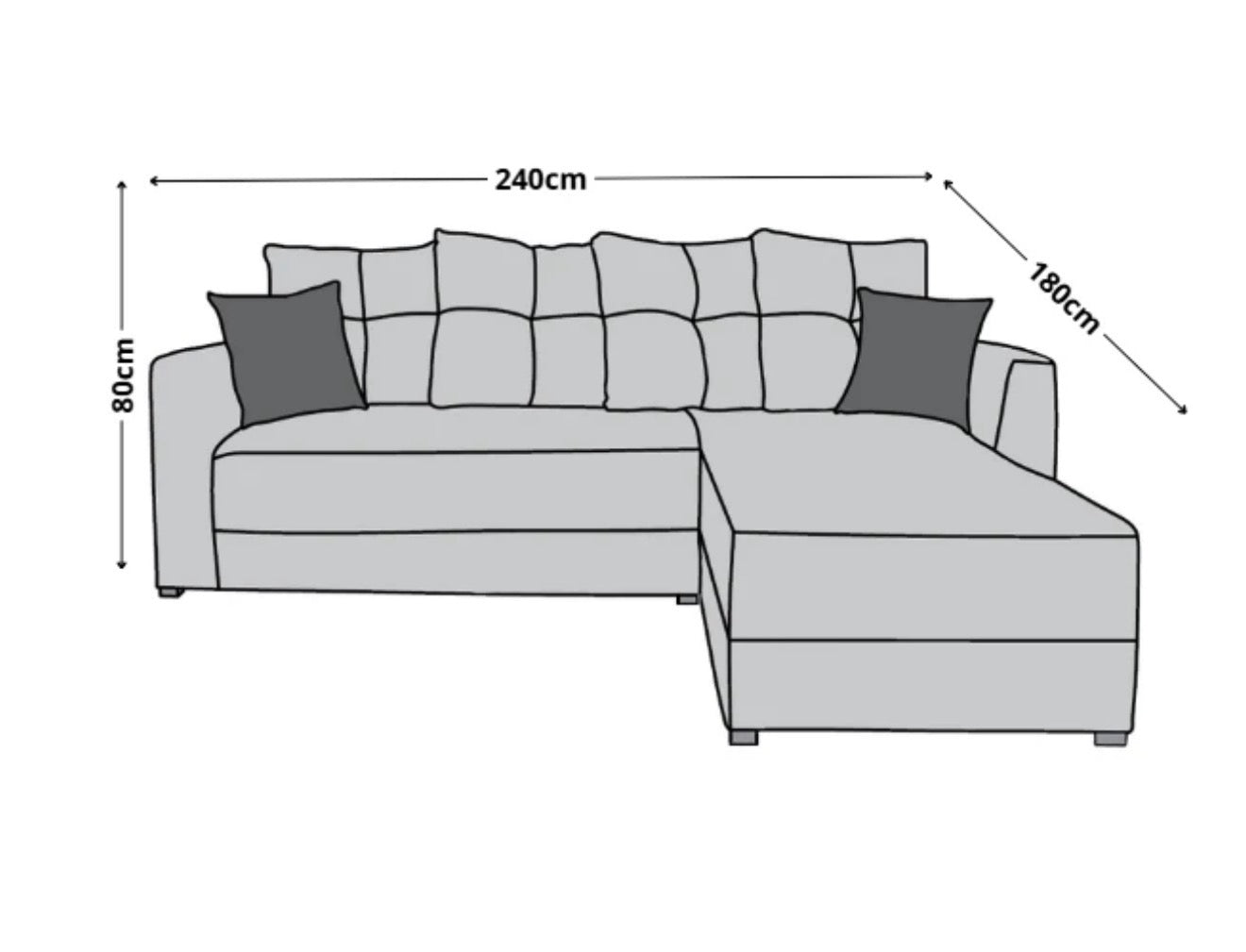 Sala Esquinera Samso Lino Gris plata- 240x180 cm, El Bazar Store