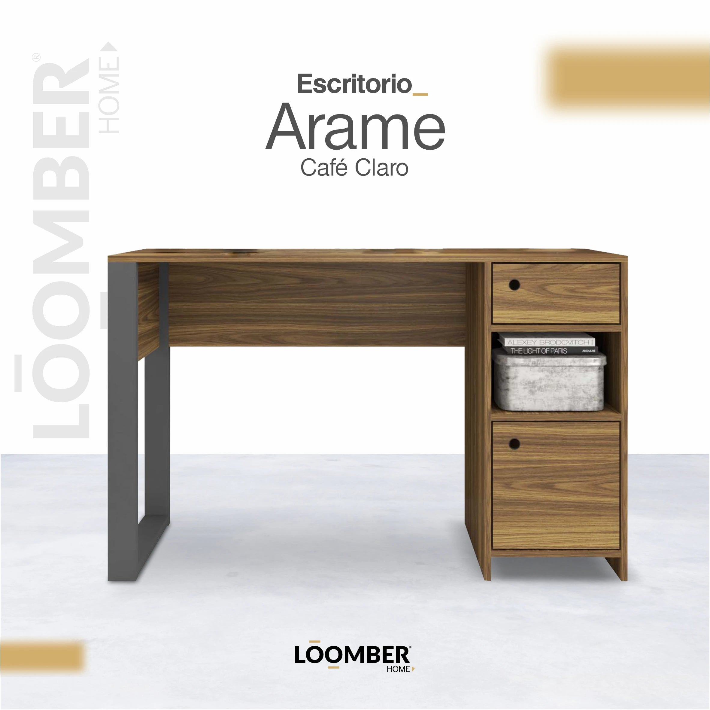 Escritorio Arame Café Claro Loomber