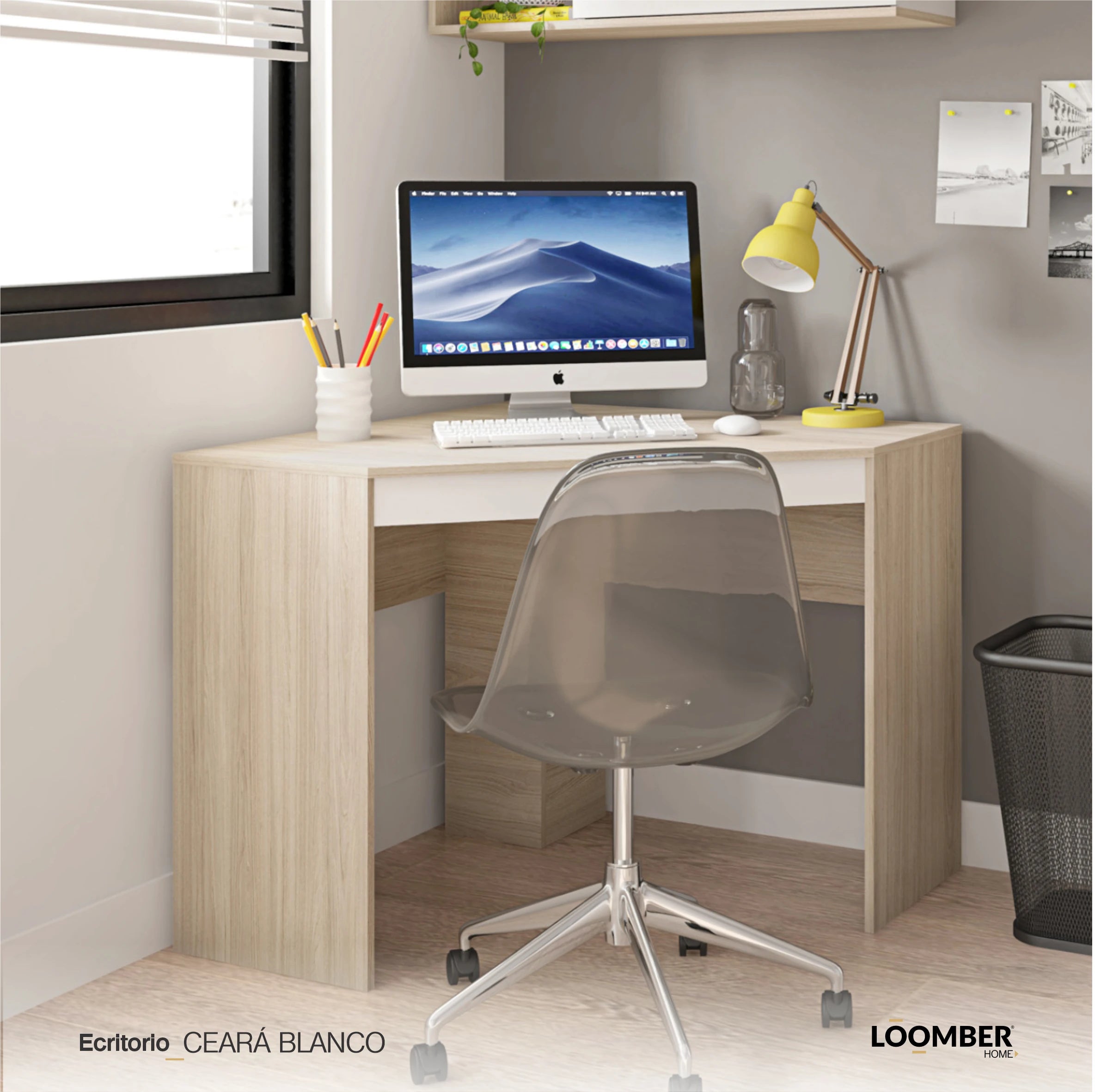 Escritorio Ceará Café Claro Con Blanco Loomber