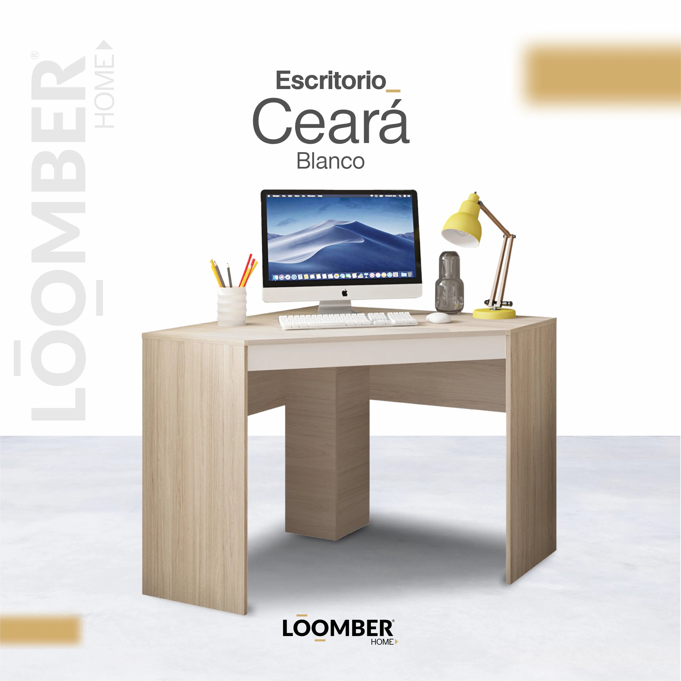 Escritorio Ceará Café Claro Con Blanco Loomber