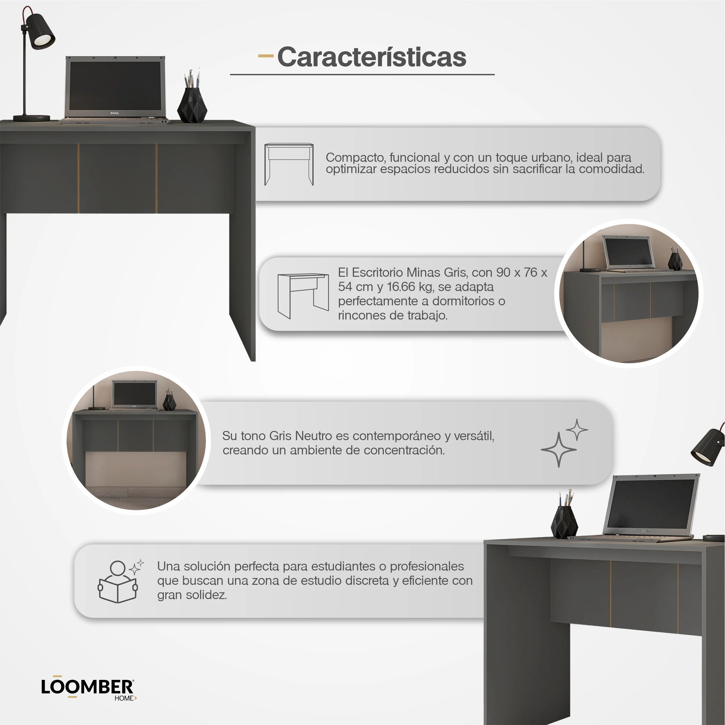 Escritorio Minas Gris Loomber