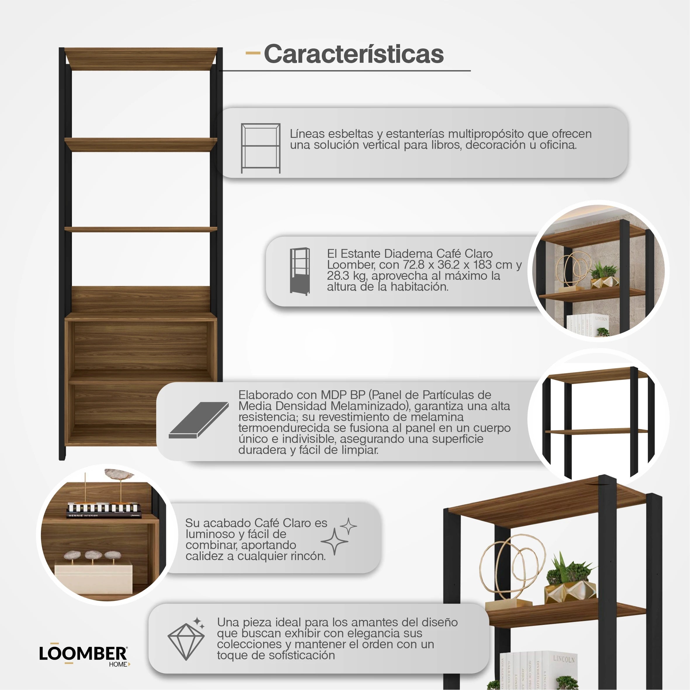 Estante Diadema Café Claro Loomber