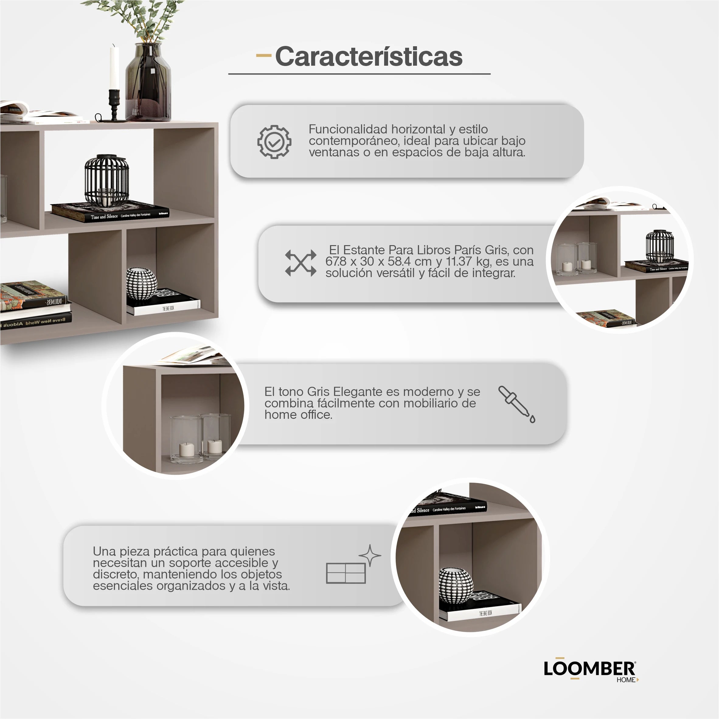 Estante Versatil Cajuri Gris Claro Loomber
