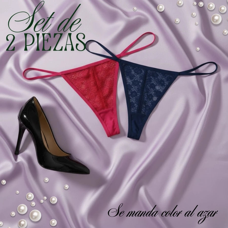 Exclusivo de 2 Tangas Encaje Sexy - Colores Sorpresa al Azar
