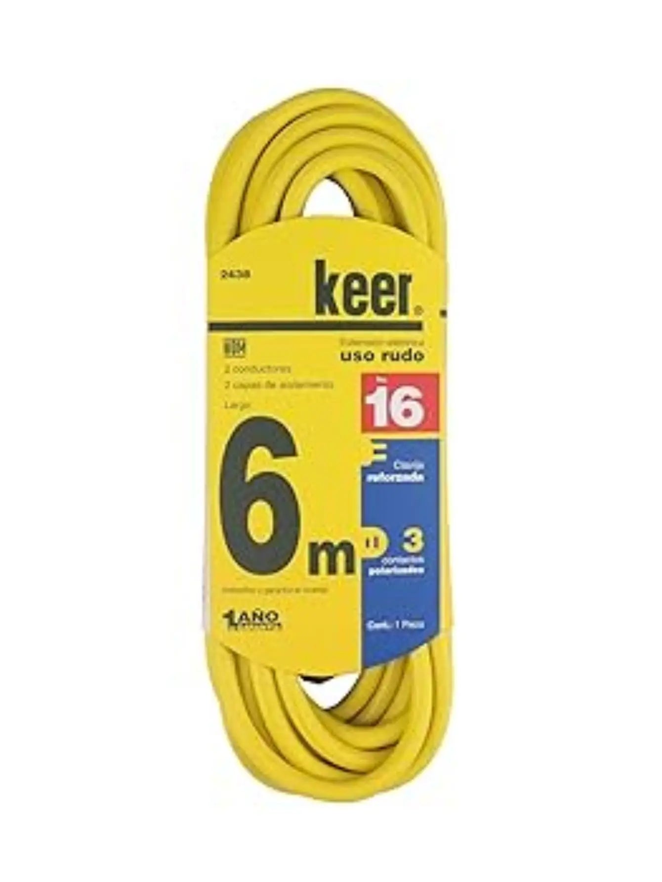 Extensión Uso Rudo 6m Reforzada Domestica 2x16 awg