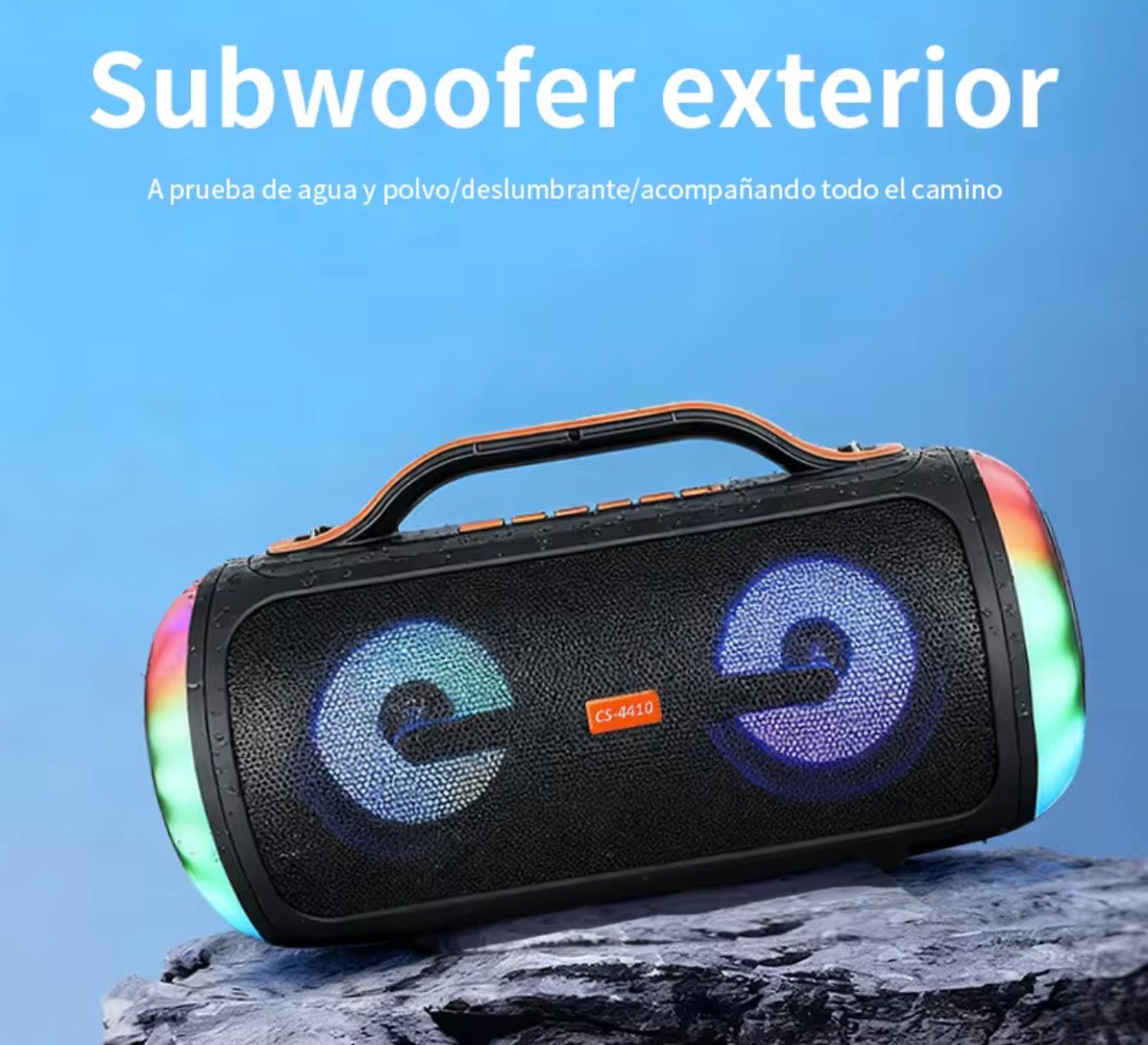 Bocina Bluetooth portátil con luces LED
