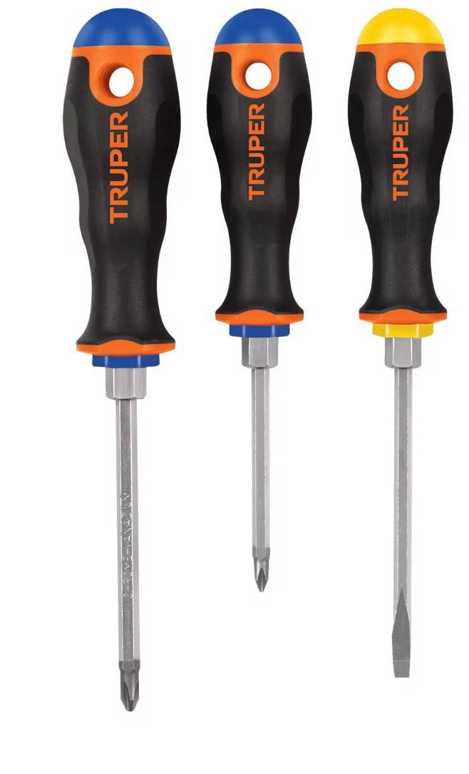 Juego de 6 Desarmadores Truper Comfort Grip – Punta Plana y Cruz