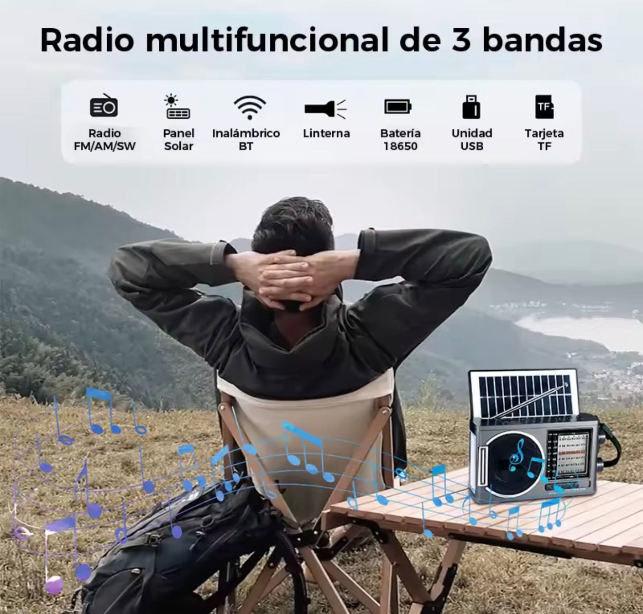 Radio FM/AM Solar + Reproductor MP3
