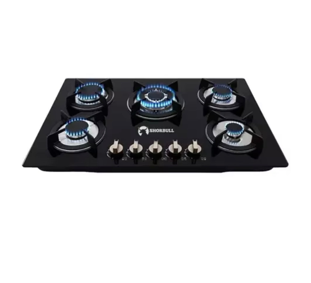 Estufa Empotrable SHORBULL 5 Quemadores Vidrio Templado Gas LP/Natural